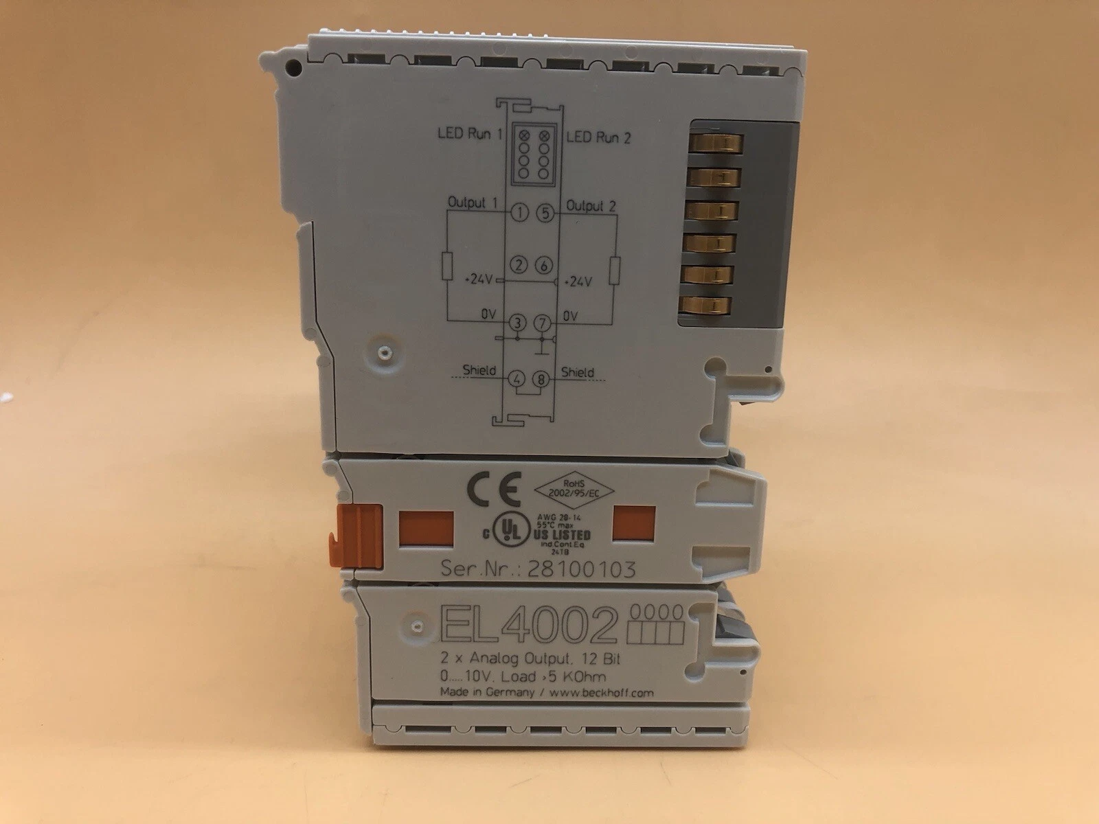 Beckhoff EL4002 EtherCAT 2-Channel Analog Output Terminal  - Vue 4