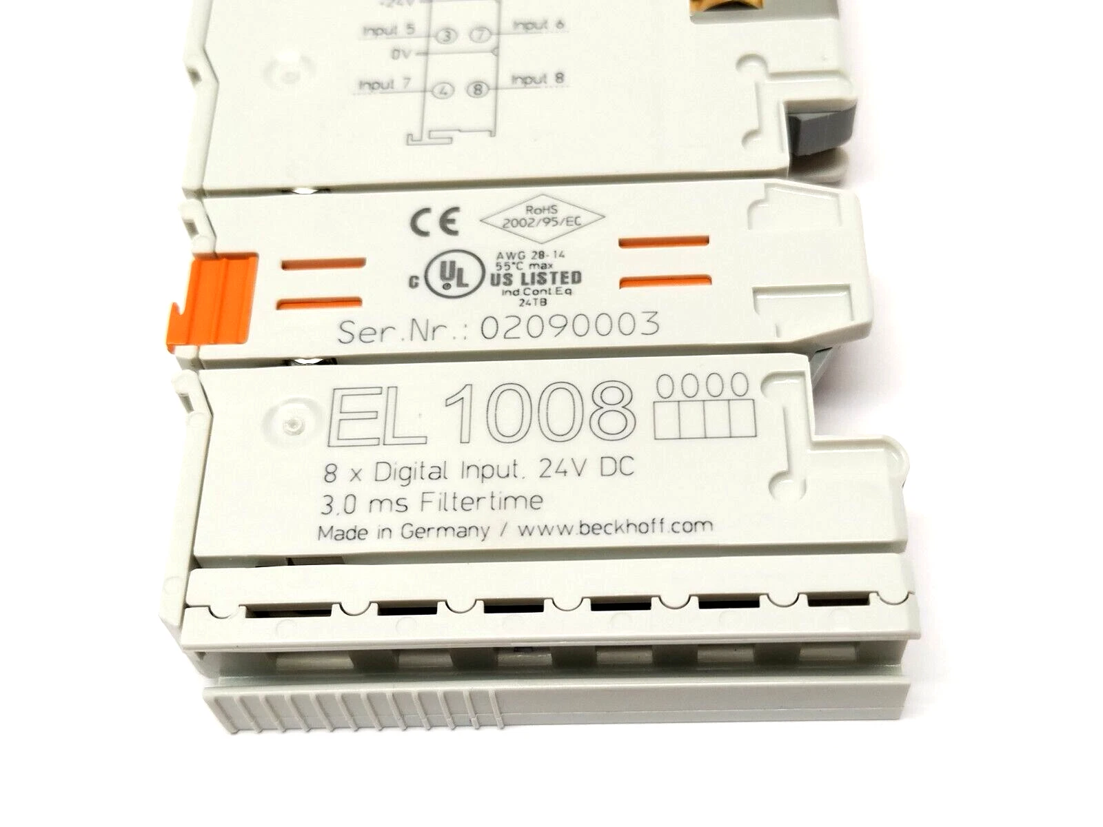 Beckhoff EL1008 EtherCAT 8-Channel Digital Input Terminal 24VDC
