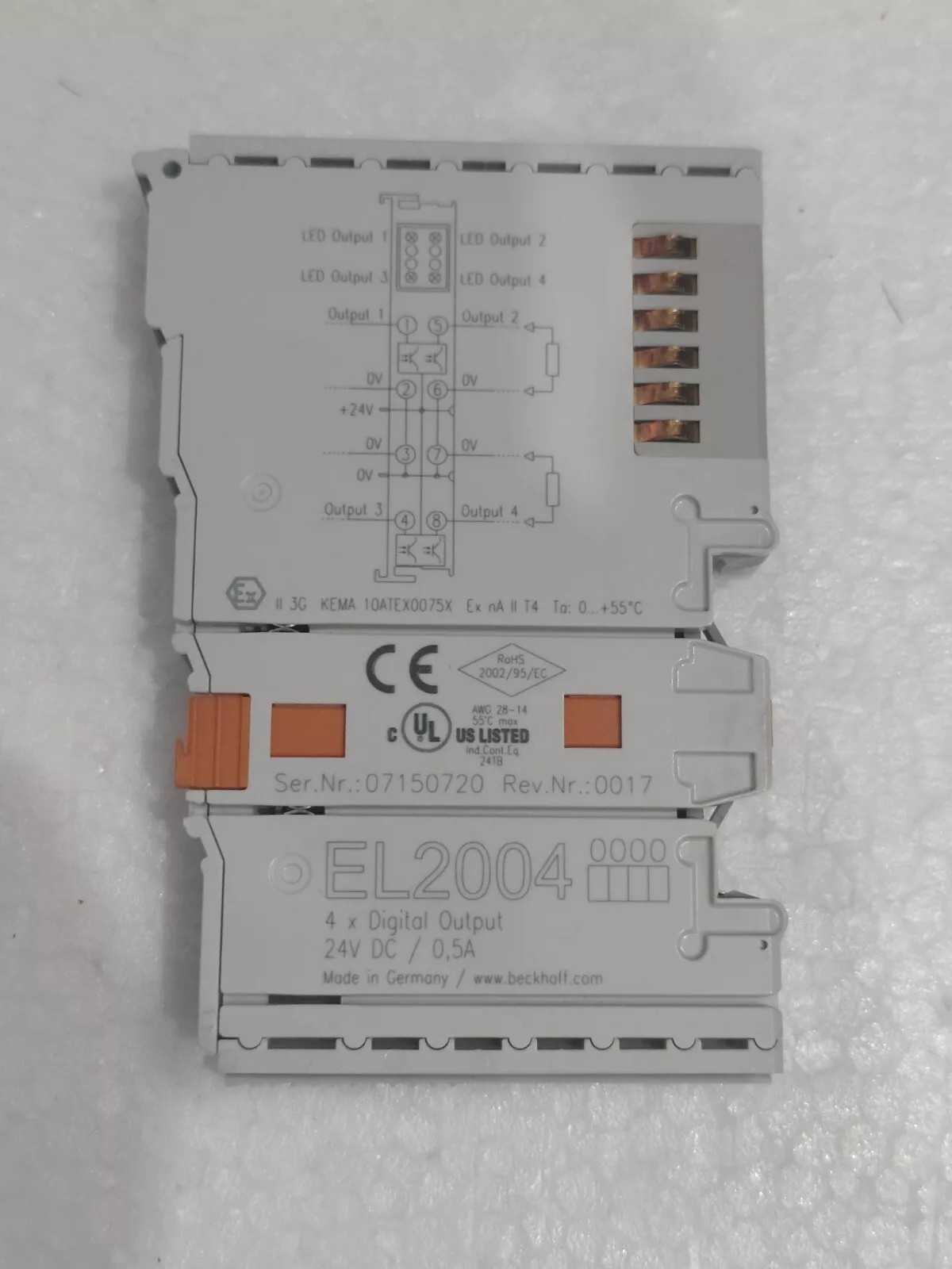 Beckhoff EtherCat EL2004 4-Channel Digital Output Module - Vue 3