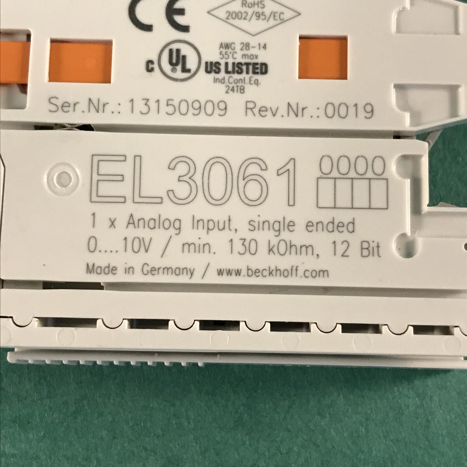 Beckhoff EL3061 EtherCAT Terminal Channel Analog Input